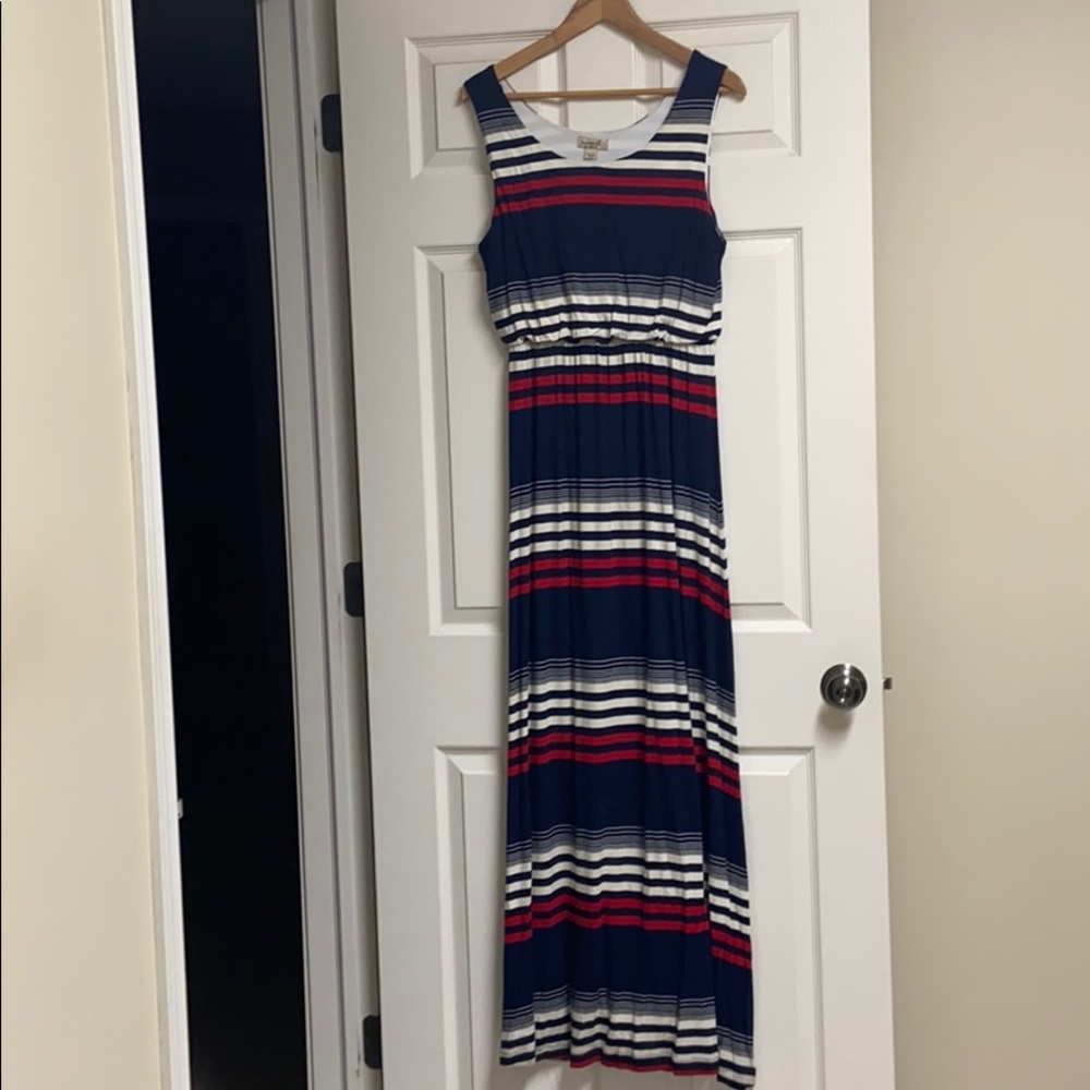 One World Blue/Red/White Casual Maxi Dress